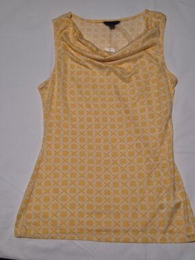 Banana Republic Yellow & White Cowl Neck Tank